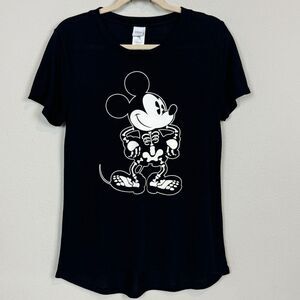 Disney Mickey Mouse Skeleton Halloween Black T-shirt L
